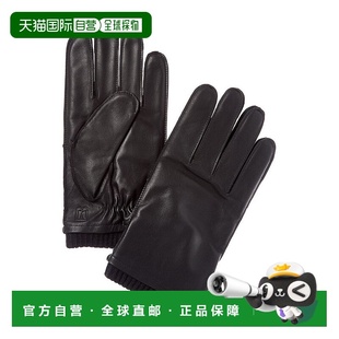 美国奥莱直发 黑色 自营Bruno Magli羊绒衬里皮革手套