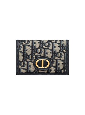 DIOR/迪奥 23新款 女士蓝色提花帆布压纹CD标志钱包