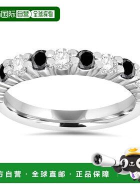 自营 pompeii35/8CT 黑色和白色钻石结婚戒指 14K 白金 - 14k 白