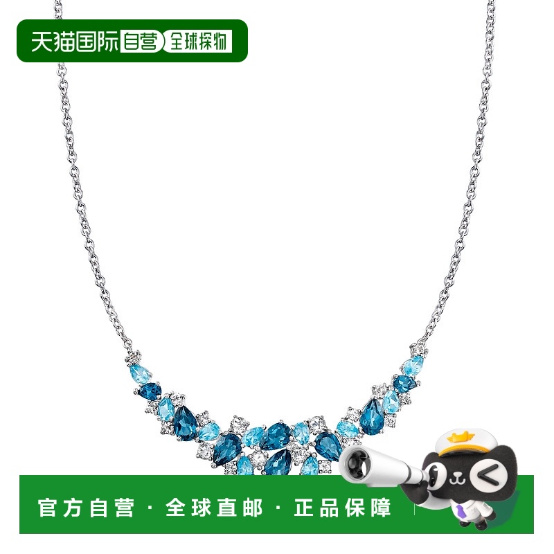 自营 Ross-Simons Blue and White Topaz Collar Necklace in Ste