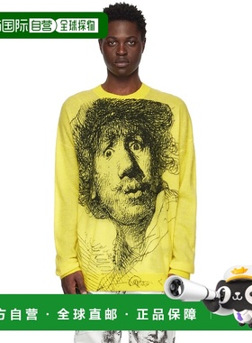 1h可退 香港直邮潮奢 J.W. Anderson 男士 黄色圆领毛衣 KW0796YN