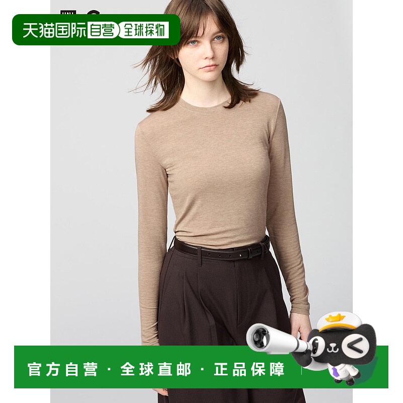 日潮跑腿UNIQLO优衣库 保暖 Heattech 羊绒混纺圆领 T 恤/长袖 47