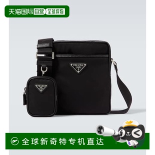香港直邮Prada 男士 1h可退 普拉达 皮革饰边肩包 Nylon