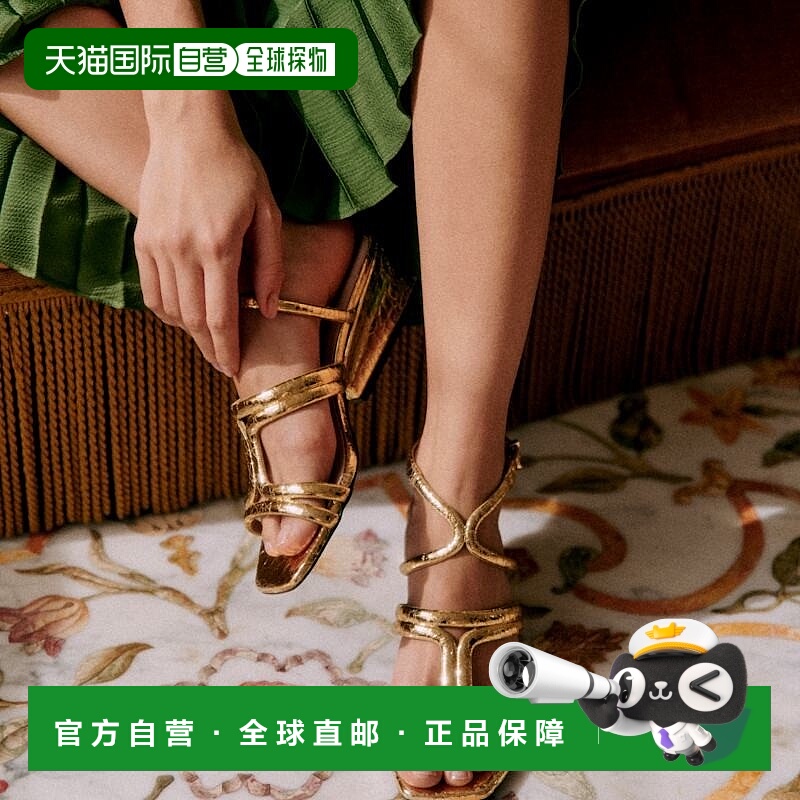 自营欧洲直邮Sezane 女士金色羊皮凉鞋新款单鞋