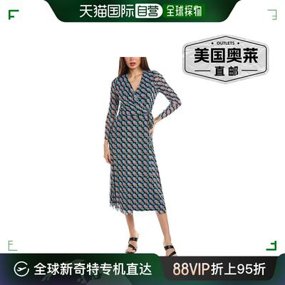 Anne Klein 方领系腰中长连衣裙 - 黑色 【美国奥莱】直发