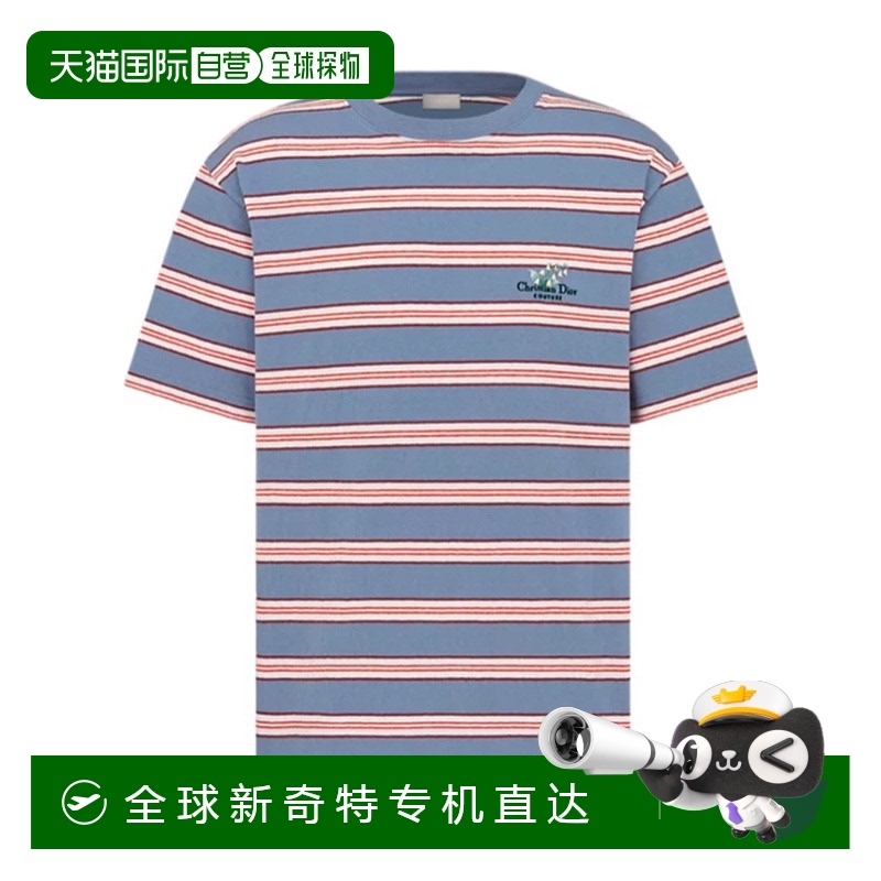 1h可退 香港直邮DIOR 男士T恤 593J696J3022C589 AW2025 蓝色 条T