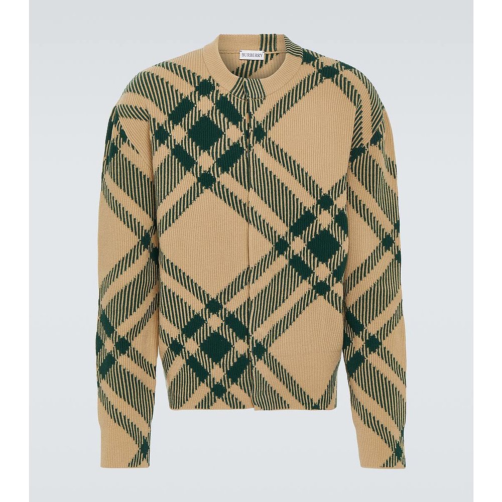 Burberry 巴宝莉 男士 格纹羊毛混纺针织开衫 001302