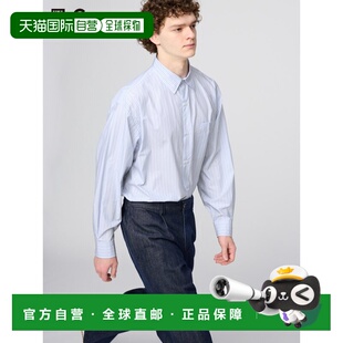 日潮跑腿UNIQLO优衣库 宽大衬衫条纹 63 BLUE 男女兼用 XS 481391