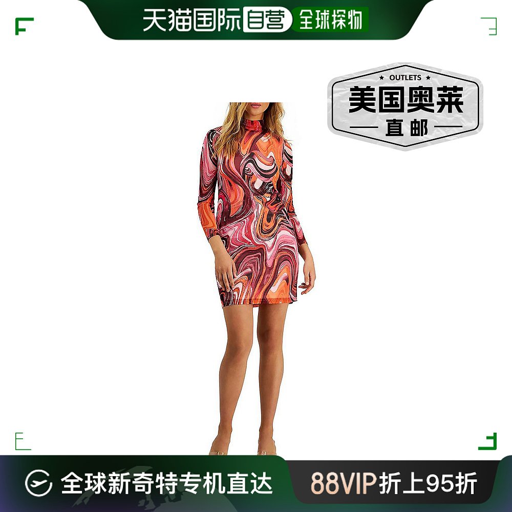 bar iii女式小高领迷你紧身连衣裙 - 令人震惊的粉色多色 【美国 女装/女士精品 连衣裙 原图主图