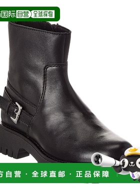 自营M by Bruno Magli Lensa Leather Bootie - black 美国奥莱直