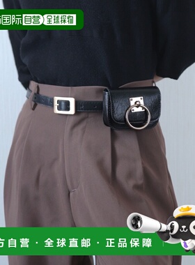 日本直邮florge 女士 金属装饰皮革风格腰包 2件套 多功能链条腰