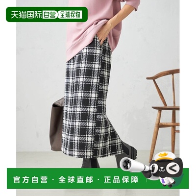 1h可退 日本直邮a.v.v 女士洗可秋冬格纹直筒半身裙 K2HBA13054