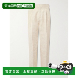 直筒褶裥亚麻 男士 丝麻混纺裤 子 Zegna 739QH298男装 杰尼亚