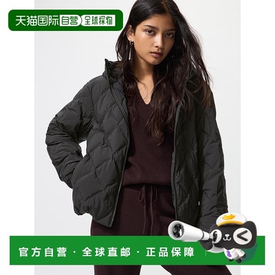 日本直邮UNIQLO优衣库 纯色连帽简约空气棉服 女款 黑色外套