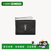 自营欧洲直邮YSL圣罗兰 CASSANDRE系列女士黑色小牛皮按扣开合手