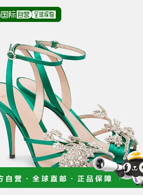 香港直邮Valentino 华伦天奴 女士 Ladycrush 100 精饰绸缎凉鞋