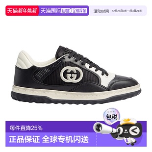 女士黑色白色皮革MAC80低帮系带运动鞋 自营欧洲直邮GUCCI 古驰
