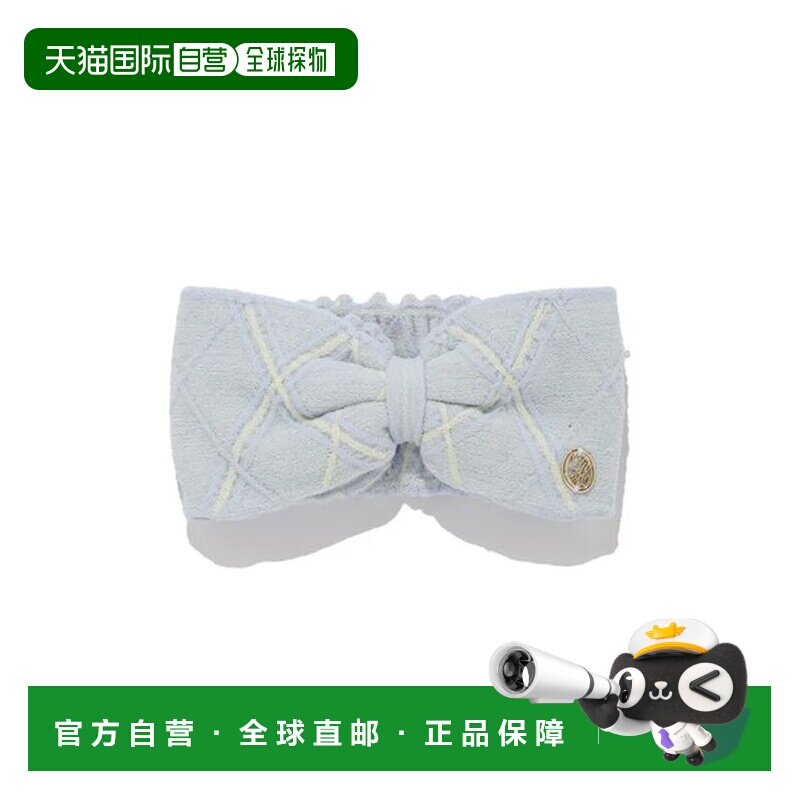 日本直邮SNIDEL 针织格纹蝴蝶结发带 浅蓝色