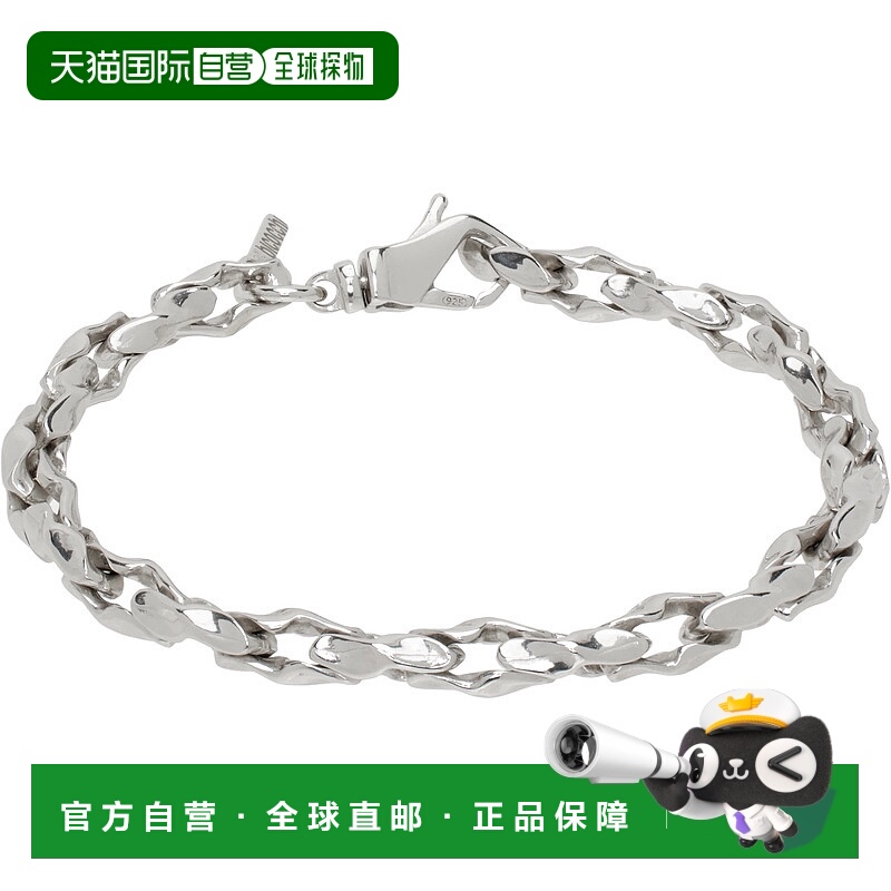 香港直邮潮奢 Emanuele Bicocchi 男士 银色锤纹手链 OYB2纯银