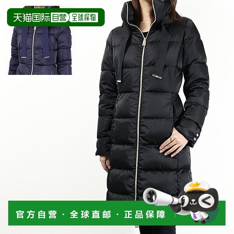 日本直邮HERNO 缎面羽绒服A字版型无帽防水罗缎饰带中长款女士PI0