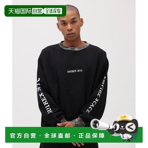 日本直邮AVIREX男女同款圆领卫衣 真实树纹印花宽松休闲套头衫 78