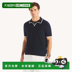 自营Nautica Mens Tipped Textured Sweater Polo - navy seas 美