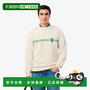 日本直邮LACOSTE法国鳄鱼 条纹长袖套头卫衣 男款 米色