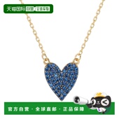 Suzy Levian 蓝色方晶锆石金色纯银心形项链 自营 蓝色 美国奥