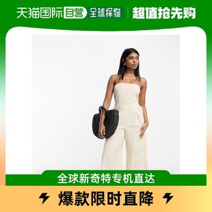 设计抹胸亚麻可拆卸绑带连体裤 香港直邮潮奢 女士look ASOS 燕麦