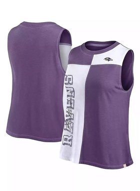 美国直邮Fanatics 女士紫色 白色巴尔的摩乌鸦队拼色背心