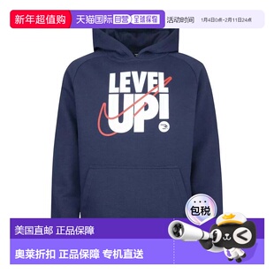 自营Boys Nike 3BRAND Level Up Hoodie Blue Fleece Lined Kanga