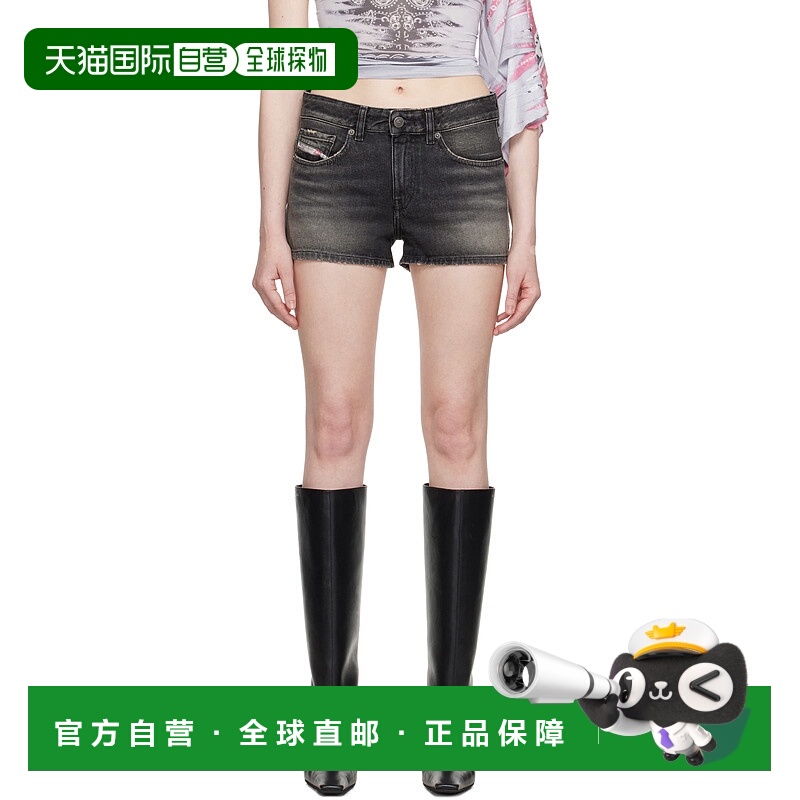1h可退 香港直邮潮奢 Diesel 迪赛 女士 黑色 De-Yuba 牛仔短裤 A