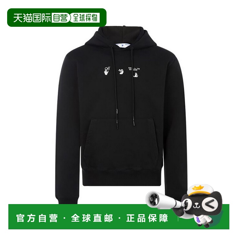 香港直邮OFF-WHITEOFF-WHITE 黑色棉质简约款箭头装饰男士连帽卫O