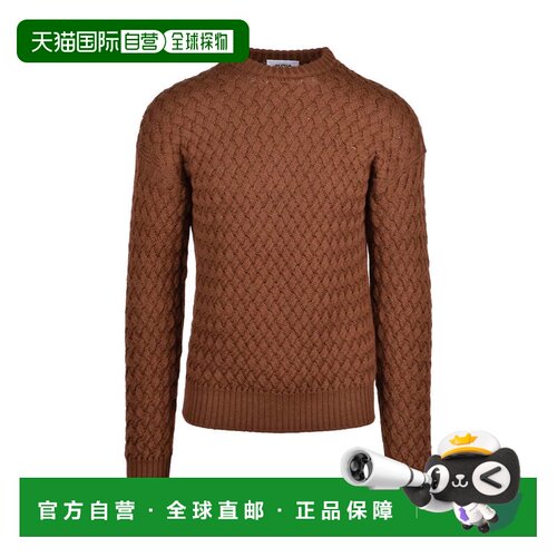 自营alpha studio棕色斜纹针织毛衣，搭配经典水手领和精致棱纹细