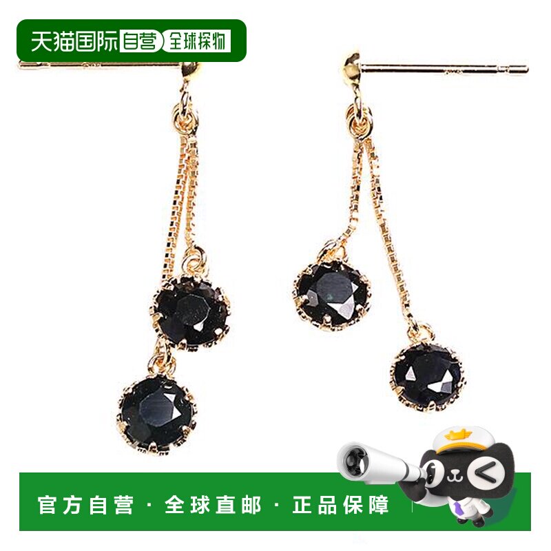 日本直邮(pe247103) 耳环 18k 黄金 蓝宝石 4 毫米 垂坠 双耳 女