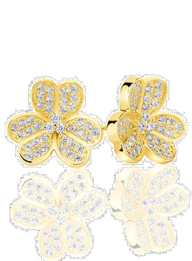 自营Suzy Levian 黄色纯银方晶锆石 3 花瓣耳环 - 黄色 美国奥莱