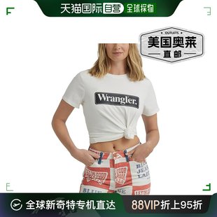 恤 直发 徽标常规 Wrangler 美国奥莱 Block 白色