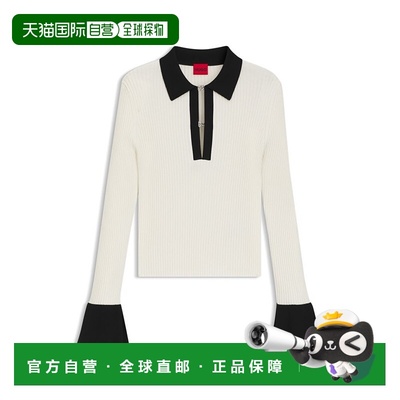 自营 hugo bossKnit polo with stacked-logo placket closures -