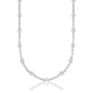 自营Ross-Simons 14kt 白金包边镶钻石工位项链 - 18 英寸 美国奥