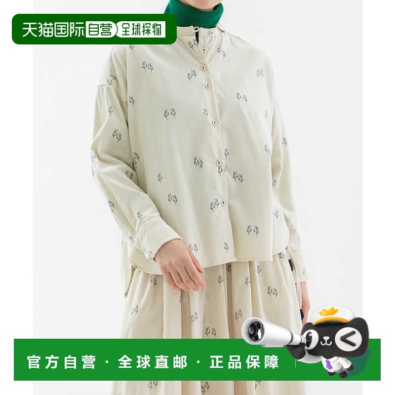 1h可退 日本直邮nop de nod 女装 全棉线画尤加利印花小圆领衬衫