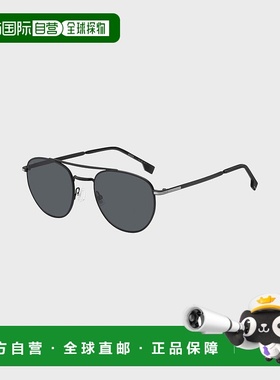 自营欧洲直邮HUGO BOSS雨果BOSS BLACK 圆形黑色金属双鼻梁太阳镜