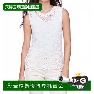美国奥莱直发 自营 charlie b白色无袖 花朵钩针上衣