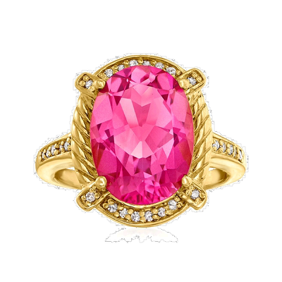 自营 ross-simons 罗斯-西蒙斯粉红黄玉和 .白色托帕石戒指 18kt