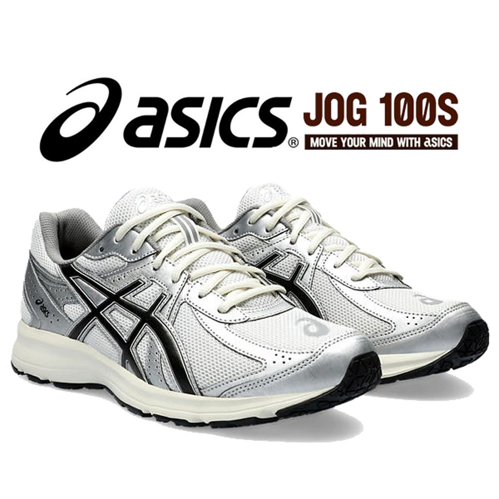 日本直邮asics运动鞋JOG100S宽度2E1201a967-100亚瑟士银色