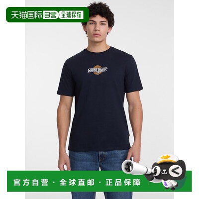 日本直邮GUESS M5GI23K8HM0 GUESS JEANS 短袖圆领修身日落刺绣T