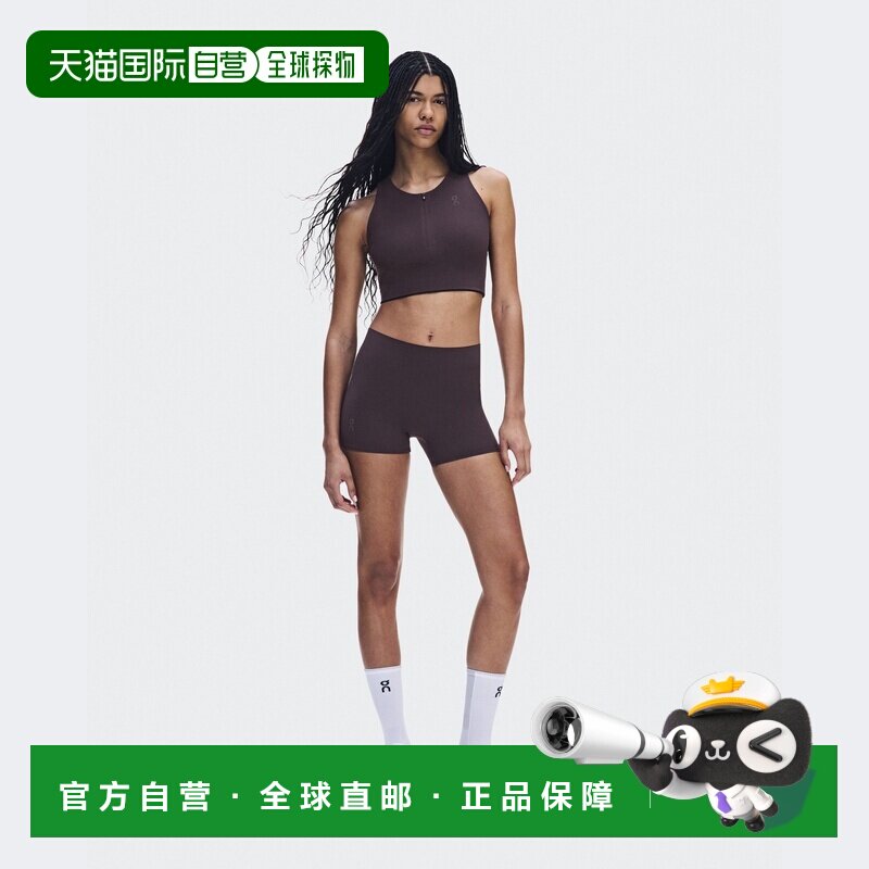 自营欧洲直邮ON昂跑 Zero女士深紫红色短款聚酰胺运动紧身裤短裤