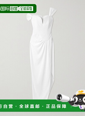 1h可退 香港直邮潮奢 ALEX PERRY 女士 不对称露肩绉纱睡裙 D1582