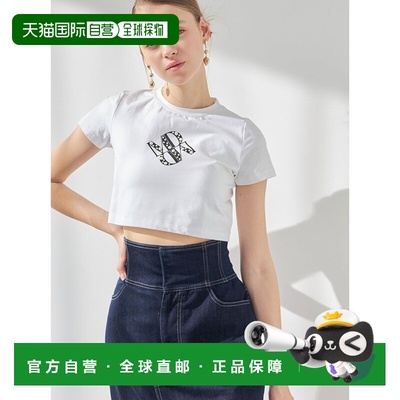 1h可退 日本直邮MERCURYDUO女士珍珠字母图案短款T恤 00242270040