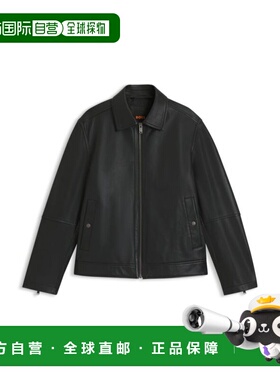 自营bossNappa-leather jacket in a regular fit - black 美国奥