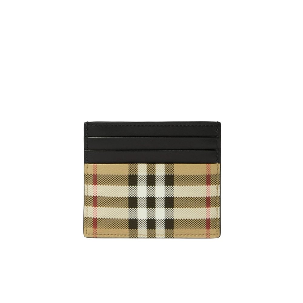 BURBERRY 男士钱包 80741101 AW2024 黑色 格纹拼接设计卡夹